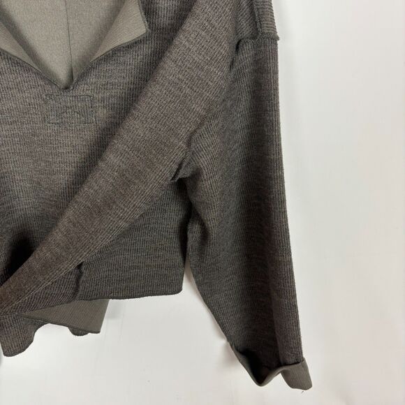 Urban Outfitters Jax Inside Out Notch Neck Top Olive Green Slouchy Boxy Medium - Picture 5 of 6